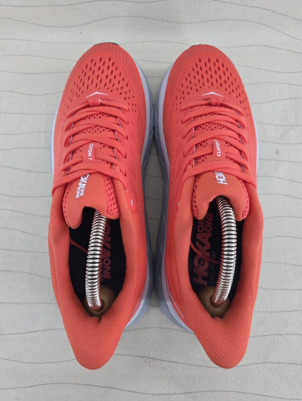 Hoka One One Womens Clifton 7 Coral Gray Running Shoes 1110509 HCWH Size 8 - Picture 6 of 11